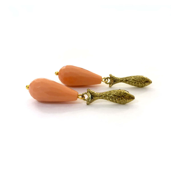Fish Earrings with Coral drop - MIMI SCHOLER