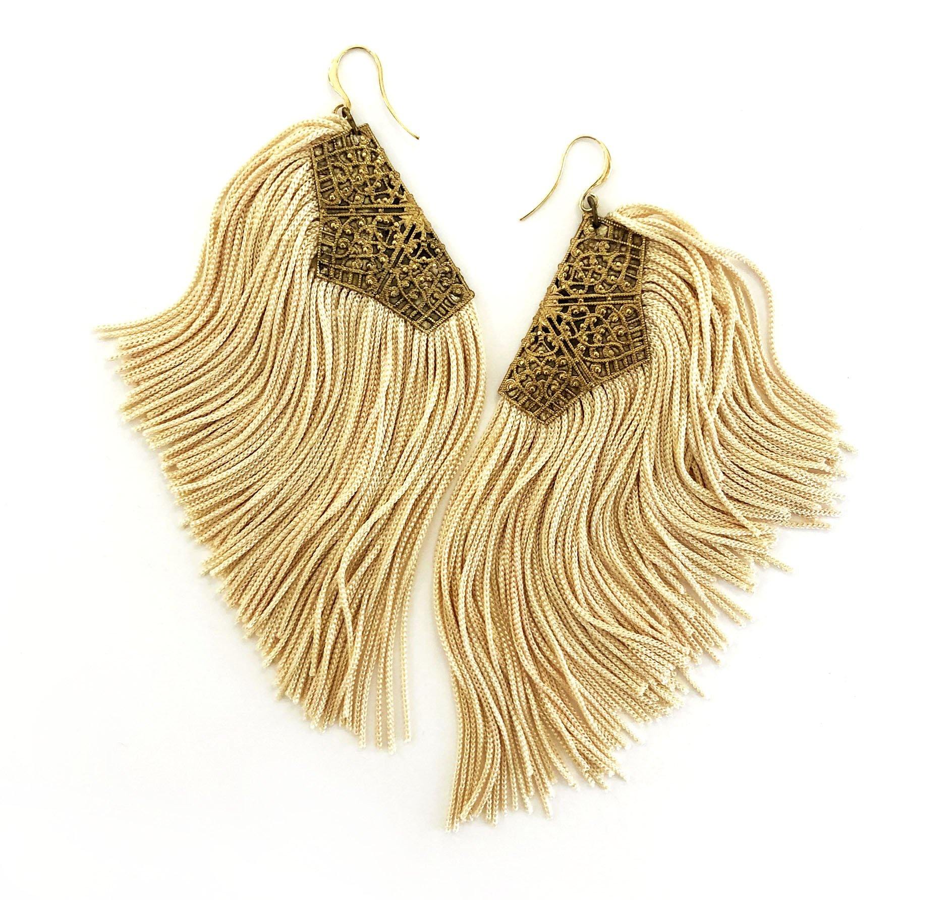 Big hot sale fringe earrings