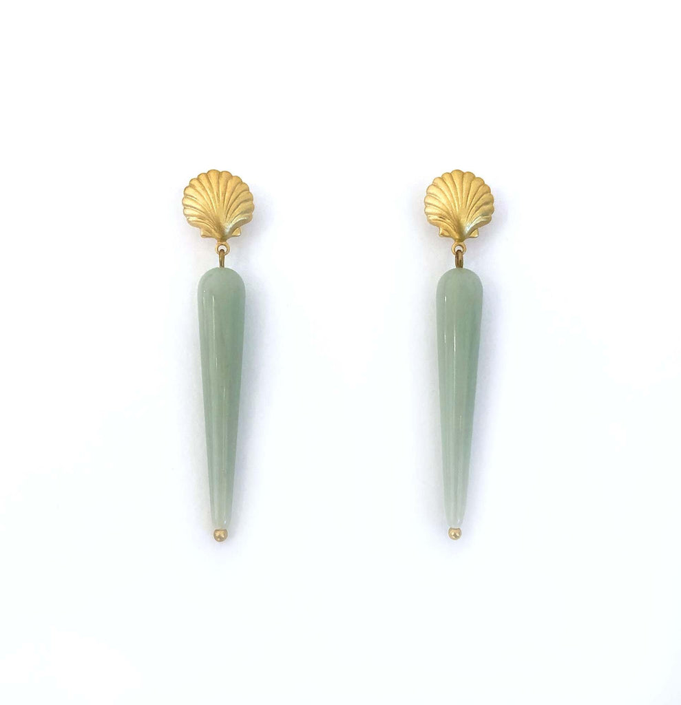 Aphrodite Shell Earrings jadegreen - MIMI SCHOLER