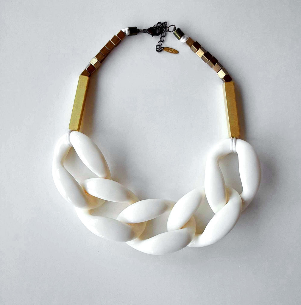 Big Link Necklace white - MIMI SCHOLER