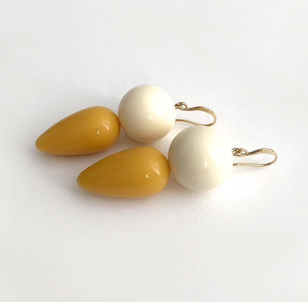 Eva Earrings white/mustard - MIMI SCHOLER