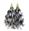 Ostrich-Feather Earrings black/white - MIMI SCHOLER