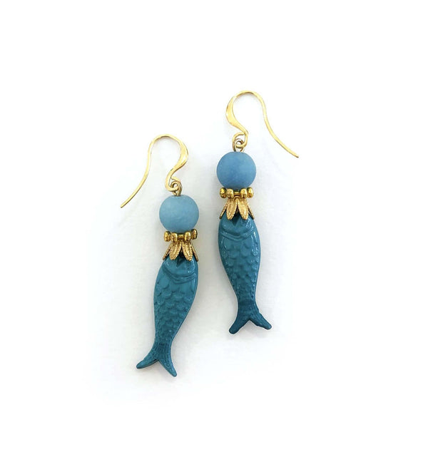 Fish Earrings blue - MIMI SCHOLER