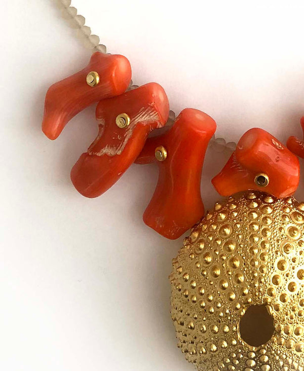 Necklace with Coral and a Sea Urchin - MIMI SCHOLER
