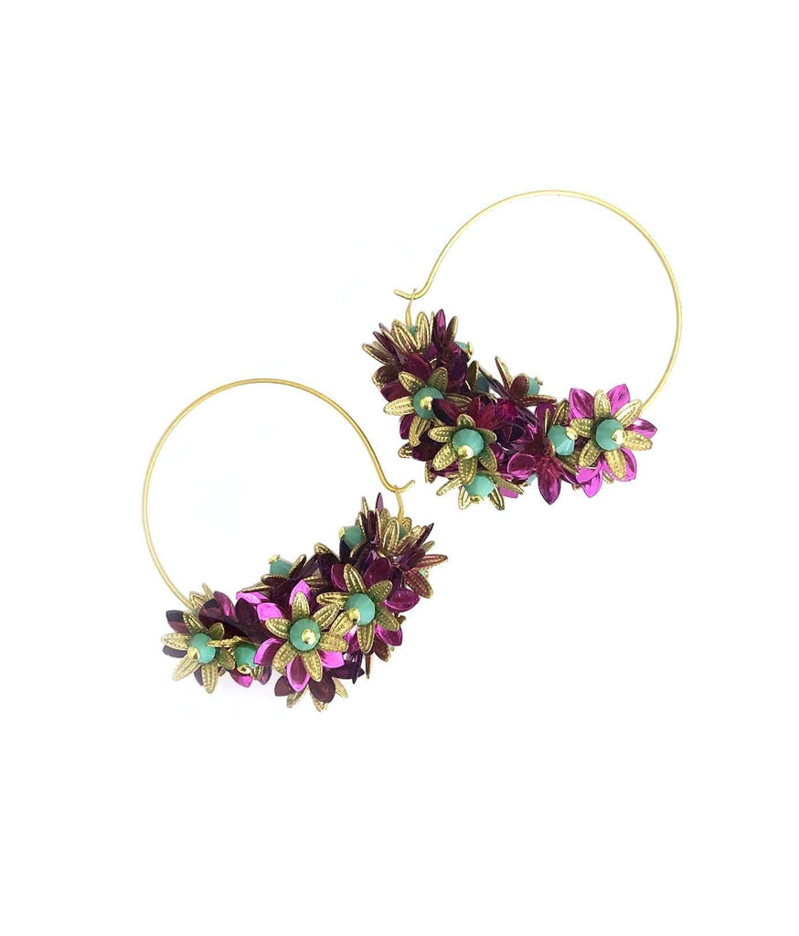 Flower-Hoops in lila/turquoise - MIMI SCHOLER