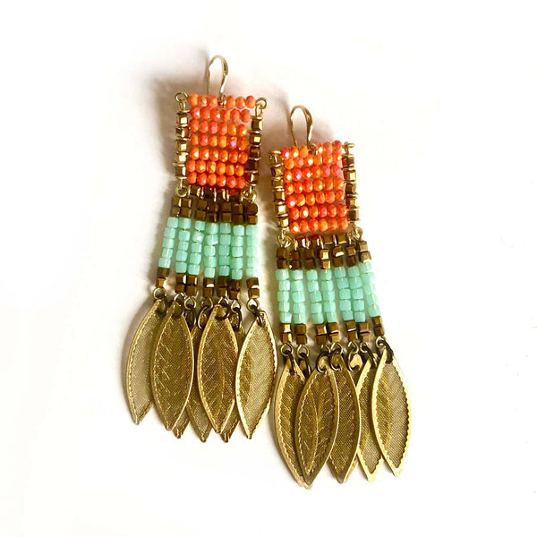 Odisea Earrings coral/lightgreen - MIMI SCHOLER