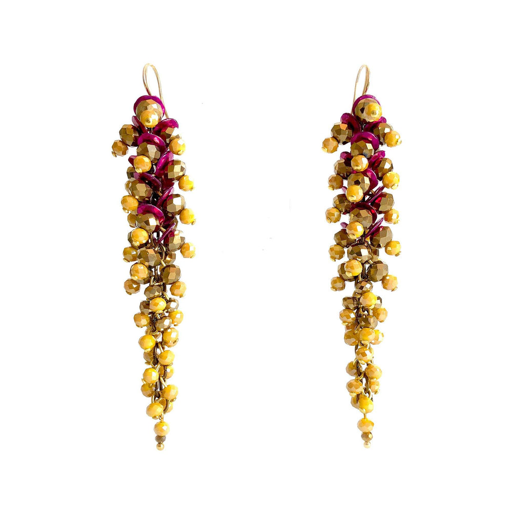 Saba Earrings yellow/purple/gold - MIMI SCHOLER
